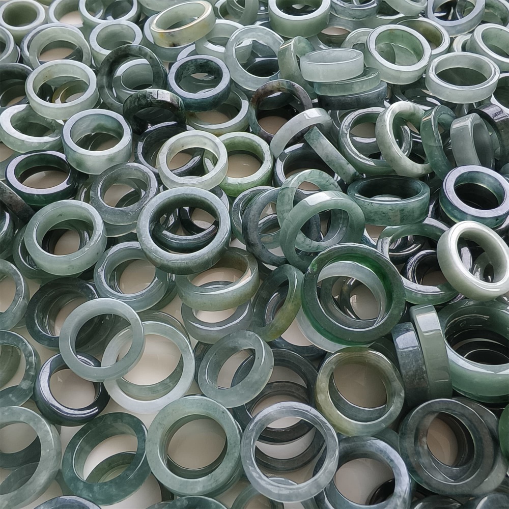 DDP | 10pcs 13.5-18.8mm Natural Certificated Type A Blue Guatemalan Jadeite Donut And Rings Pendant,Blue Jade Pendants,DIY Jewelry Supplies