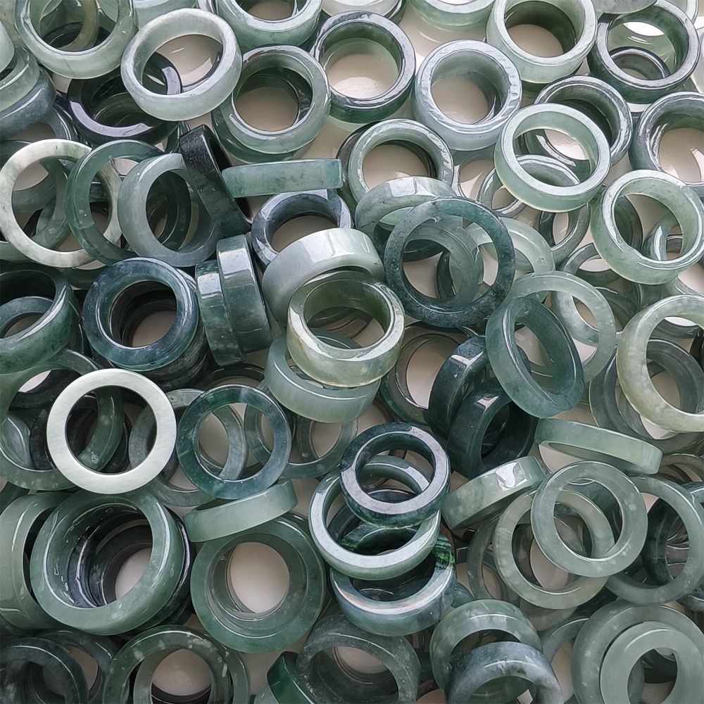 DDP | 10pcs 13.5-18.8mm Natural Certificated Type A Blue Guatemalan Jadeite Donut And Rings Pendant,Blue Jade Pendants,DIY Jewelry Supplies