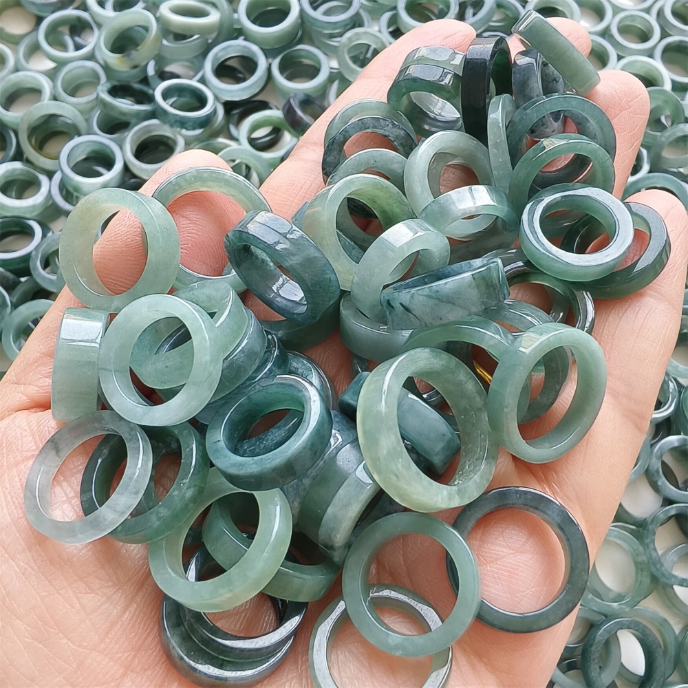 DDP | 10pcs 13.5-18.8mm Natural Certificated Type A Blue Guatemalan Jadeite Donut And Rings Pendant,Blue Jade Pendants,DIY Jewelry Supplies