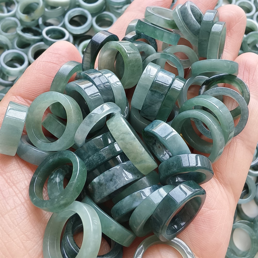 DDP | 10pcs 13.5-18.8mm Natural Certificated Type A Blue Guatemalan Jadeite Donut And Rings Pendant,Blue Jade Pendants,DIY Jewelry Supplies
