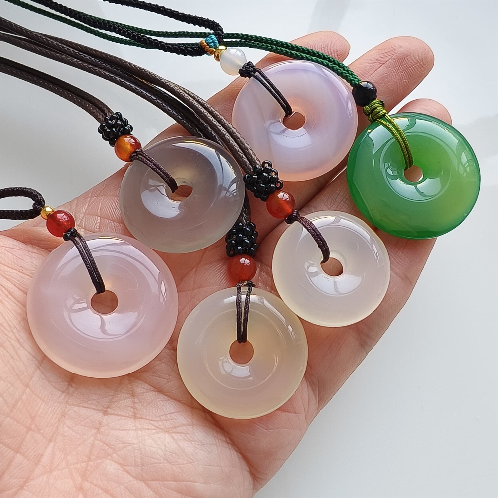 DDP | 1pc 25-30.6X6.6-7.7mm Natural Green Pink Light Yellow Agate Safety Buckle Pendant,Amulet Pendant,DIY Jewelry Supplies