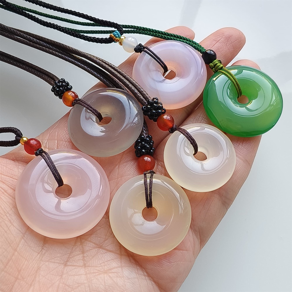 DDP | 1pc 25-30.6X6.6-7.7mm Natural Green Pink Light Yellow Agate Safety Buckle Pendant,Amulet Pendant,DIY Jewelry Supplies
