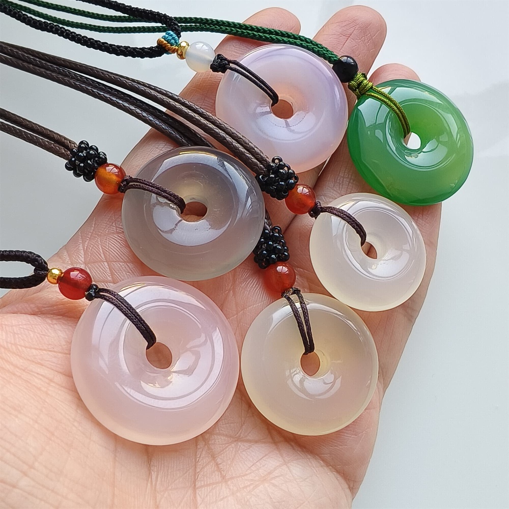 DDP | 1pc 25-30.6X6.6-7.7mm Natural Green Pink Light Yellow Agate Safety Buckle Pendant,Amulet Pendant,DIY Jewelry Supplies