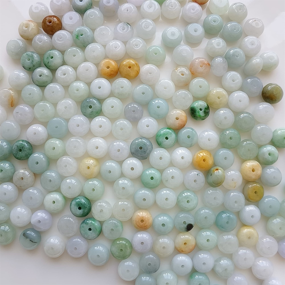 DDP | 20pcs 9mm Natural Certificated Yellow Color Heated Burmese Jadeite Smooth Rondelle Spacer Beads,Burma Jadeite Loose Beads, DIY Jewelry Supplies