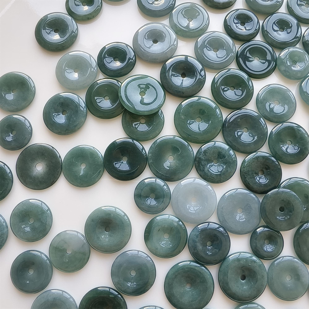 DDP | 5pcs 14.3-21.4X2.4-4.4mm Natural Certificated Type A Icy Waxy Blue Watery Guatemalan Jadeite Safety Buckle Beads,Coin Beads,DIY Jewelry Supplies