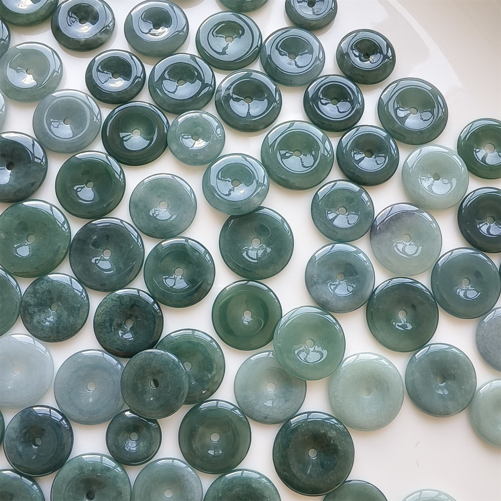 DDP | 5pcs 14.3-21.4X2.4-4.4mm Natural Certificated Type A Icy Waxy Blue Watery Guatemalan Jadeite Safety Buckle Beads,Coin Beads,DIY Jewelry Supplies
