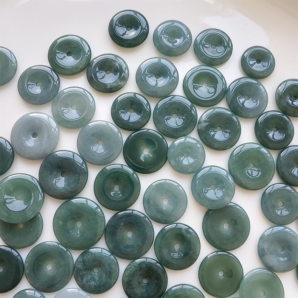 DDP | 5pcs 14.3-21.4X2.4-4.4mm Natural Certificated Type A Icy Waxy Blue Watery Guatemalan Jadeite Safety Buckle Beads,Coin Beads,DIY Jewelry Supplies
