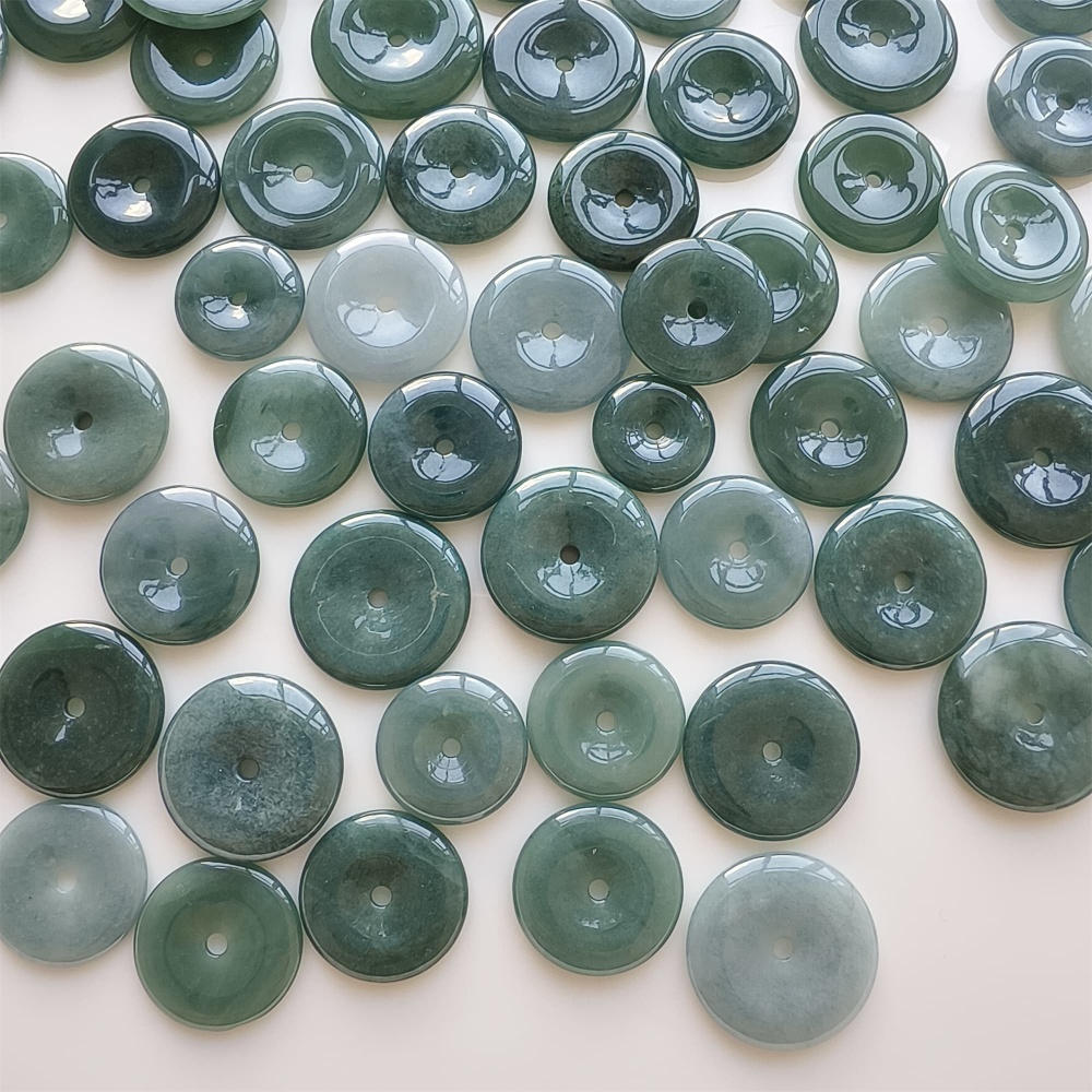 DDP | 5pcs 14.3-21.4X2.4-4.4mm Natural Certificated Type A Icy Waxy Blue Watery Guatemalan Jadeite Safety Buckle Beads,Coin Beads,DIY Jewelry Supplies