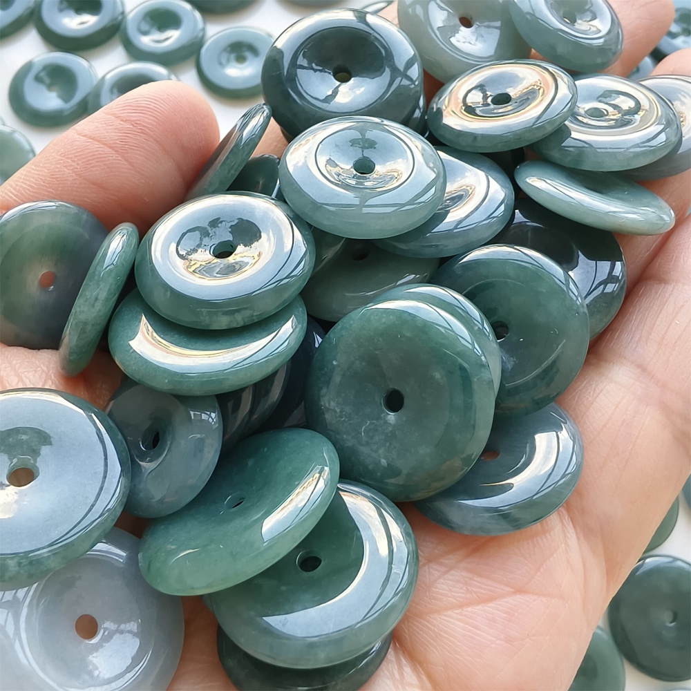 DDP | 5pcs 14.3-21.4X2.4-4.4mm Natural Certificated Type A Icy Waxy Blue Watery Guatemalan Jadeite Safety Buckle Beads,Coin Beads,DIY Jewelry Supplies