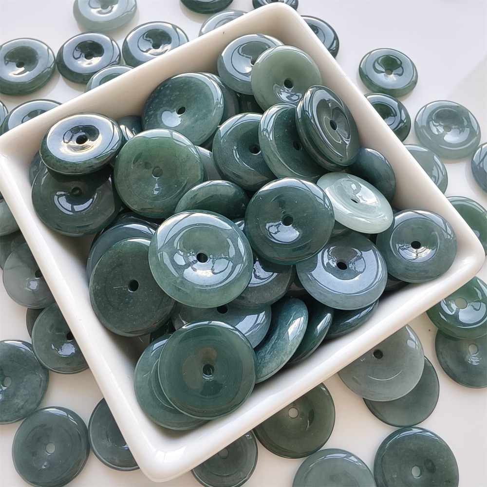 DDP | 5pcs 14.3-21.4X2.4-4.4mm Natural Certificated Type A Icy Waxy Blue Watery Guatemalan Jadeite Safety Buckle Beads,Coin Beads,DIY Jewelry Supplies