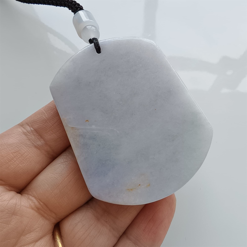 DDP | 56.8X45.5X6.6mm Natural Certificated Type A Light Green And Light Lavender Burmese Jadeite Trapezoid 平安无事 Plaque,Amulet Pendant,DIY Jewelry Supplies