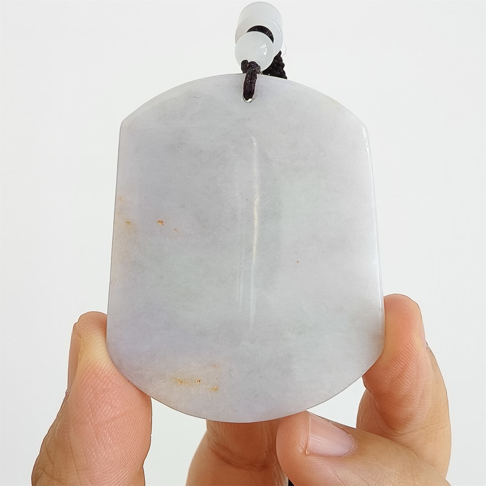 DDP | 56.8X45.5X6.6mm Natural Certificated Type A Light Green And Light Lavender Burmese Jadeite Trapezoid 平安无事 Plaque,Amulet Pendant,DIY Jewelry Supplies