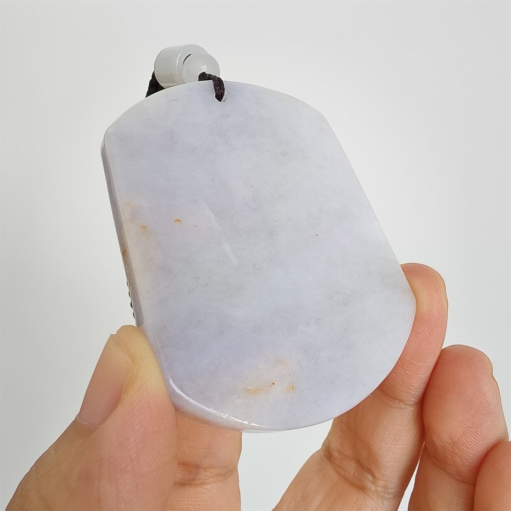 DDP | 56.8X45.5X6.6mm Natural Certificated Type A Light Green And Light Lavender Burmese Jadeite Trapezoid 平安无事 Plaque,Amulet Pendant,DIY Jewelry Supplies