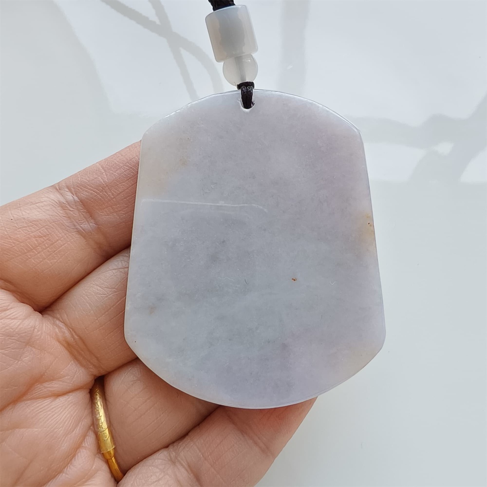 DDP | 56.8X45.5X6.6mm Natural Certificated Type A Light Green And Light Lavender Burmese Jadeite Trapezoid 平安无事 Plaque,Amulet Pendant,DIY Jewelry Supplies