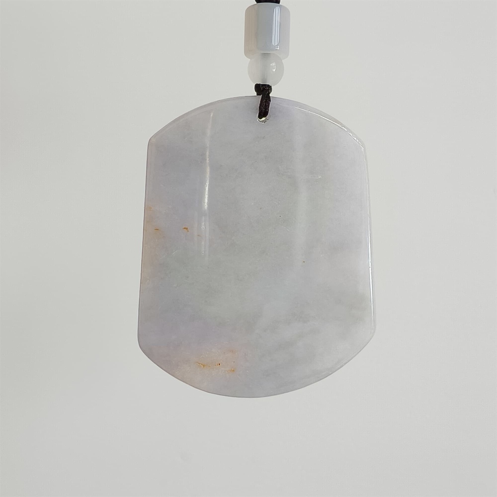 DDP | 56.8X45.5X6.6mm Natural Certificated Type A Light Green And Light Lavender Burmese Jadeite Trapezoid 平安无事 Plaque,Amulet Pendant,DIY Jewelry Supplies