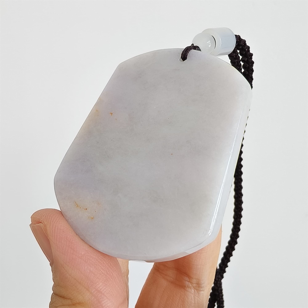 DDP | 56.8X45.5X6.6mm Natural Certificated Type A Light Green And Light Lavender Burmese Jadeite Trapezoid 平安无事 Plaque,Amulet Pendant,DIY Jewelry Supplies