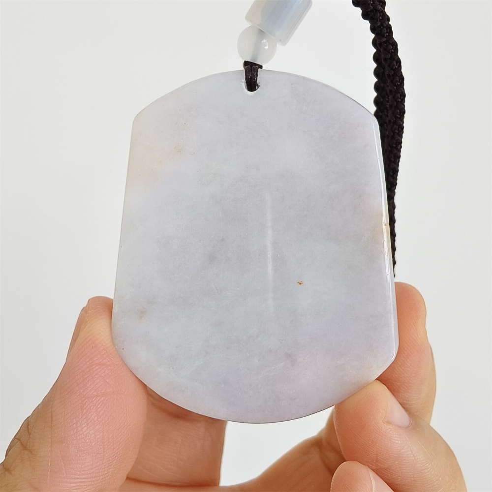 DDP | 56.8X45.5X6.6mm Natural Certificated Type A Light Green And Light Lavender Burmese Jadeite Trapezoid 平安无事 Plaque,Amulet Pendant,DIY Jewelry Supplies