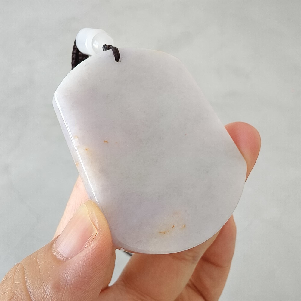 DDP | 56.8X45.5X6.6mm Natural Certificated Type A Light Green And Light Lavender Burmese Jadeite Trapezoid 平安无事 Plaque,Amulet Pendant,DIY Jewelry Supplies