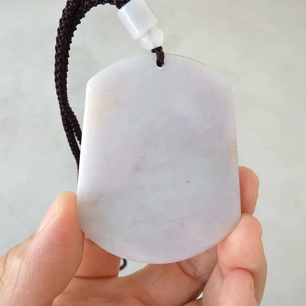 DDP | 56.8X45.5X6.6mm Natural Certificated Type A Light Green And Light Lavender Burmese Jadeite Trapezoid 平安无事 Plaque,Amulet Pendant,DIY Jewelry Supplies