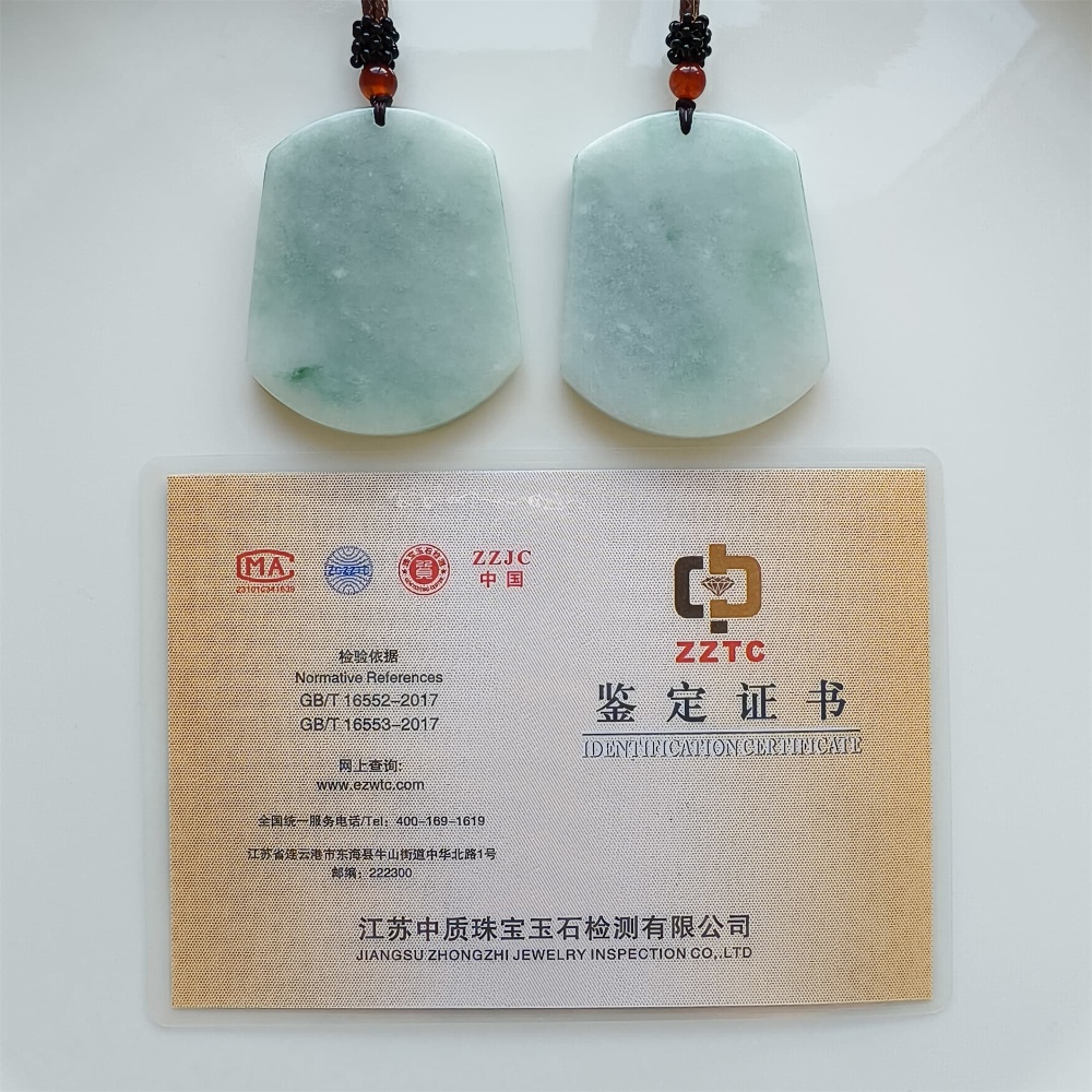 DDP | 54.6X44.7X5.5mm Natural Certificated Type A Green Burmese Jadeite Trapezoid 平安无事 Plaque,Amulet Pendant,DIY Jewelry Supplies