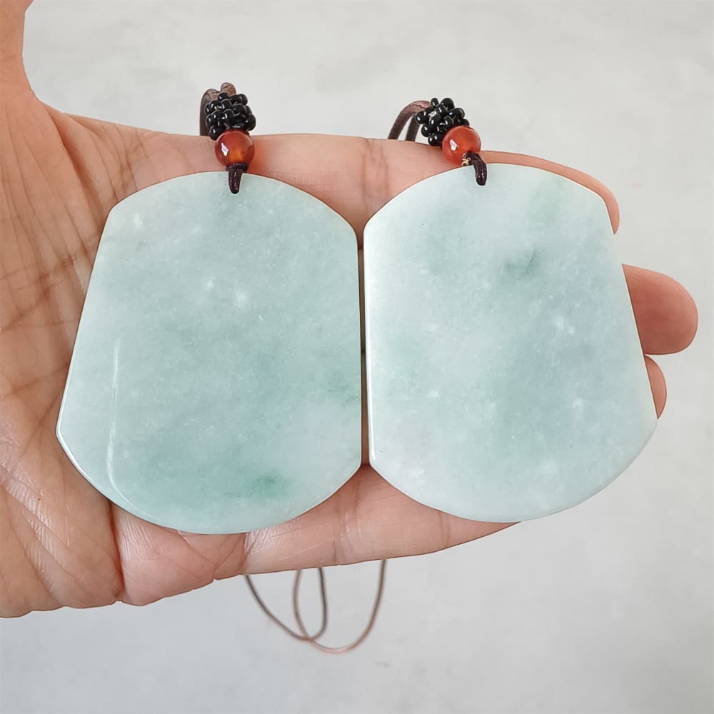 DDP | 54.6X44.7X5.5mm Natural Certificated Type A Green Burmese Jadeite Trapezoid 平安无事 Plaque,Amulet Pendant,DIY Jewelry Supplies