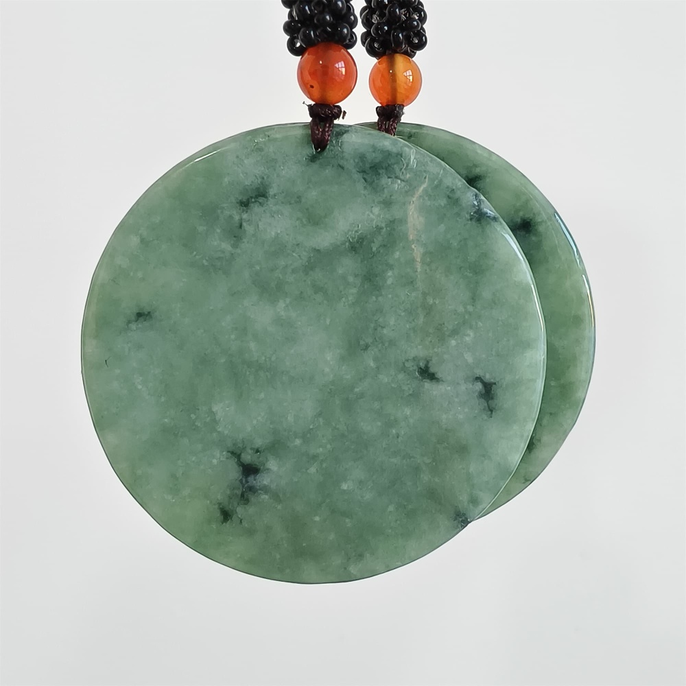 DDP | 50X5.5mm Natural Certificated Type A Bean Green Burmese Jadeite Trapezoid Round Pendant With Dragon Carved,Amulet Pendant,DIY Jewelry Supplies