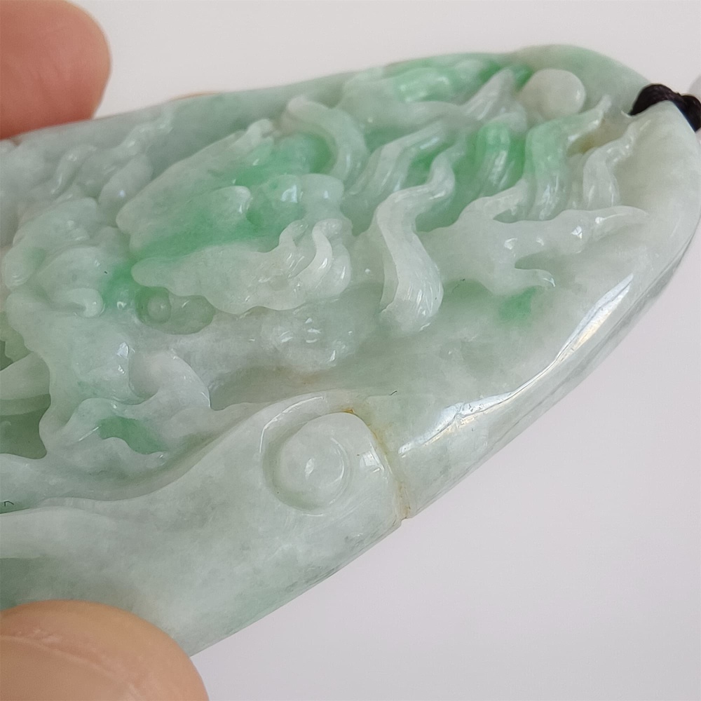 DDP | 78.3X44.7X11.2mm Natural Certificated Type A Green Burmese Jadeite Irregular Pendant With Dragon Carved,Amulet Pendant,DIY Jewelry Supplies