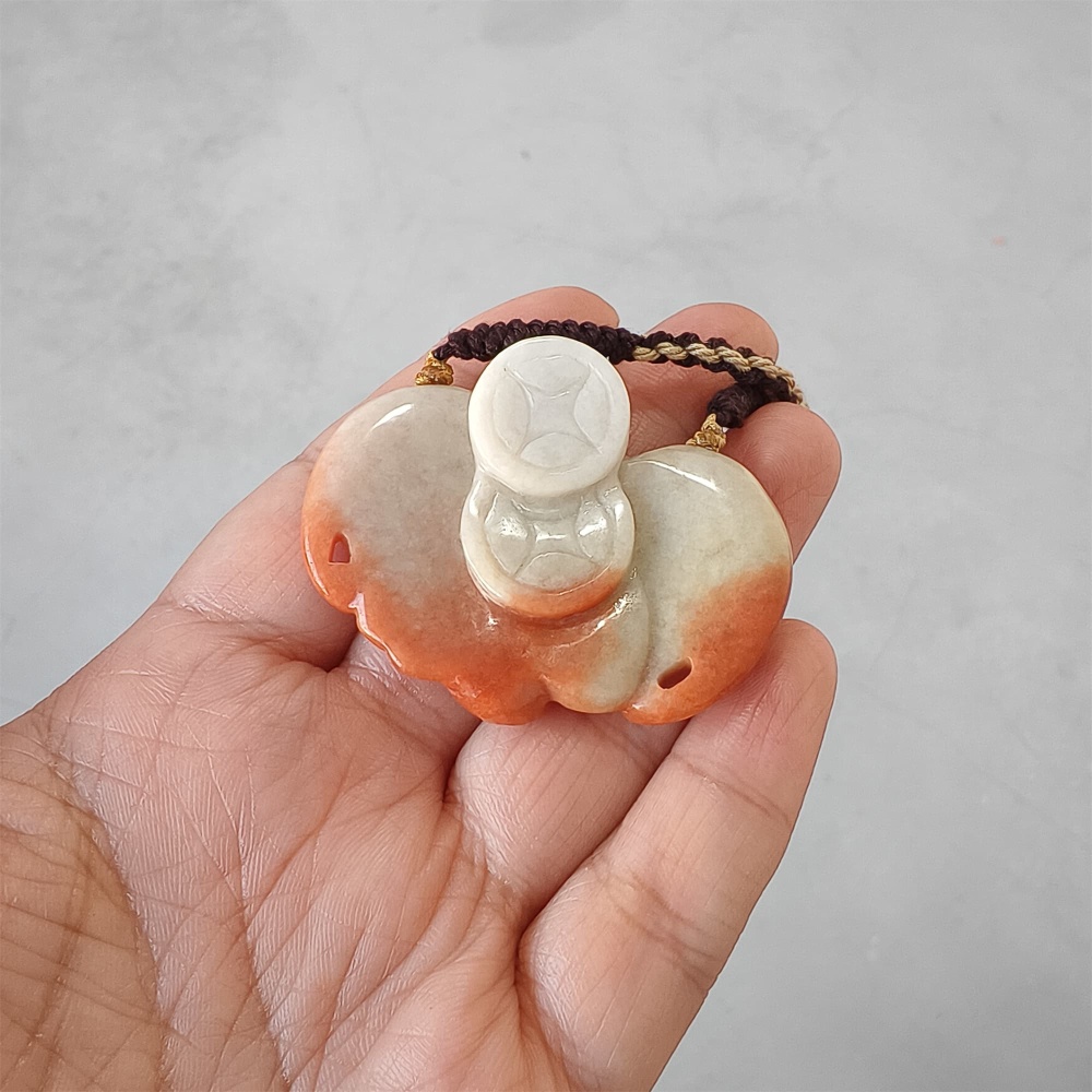 DDP | 40.5X50X11.5mm Unique Certificated Natural Hand Carved Red Color Heated Burmese Jadeite Bat Pendant,Amulet Pendant,DIY Jewelry Supplies
