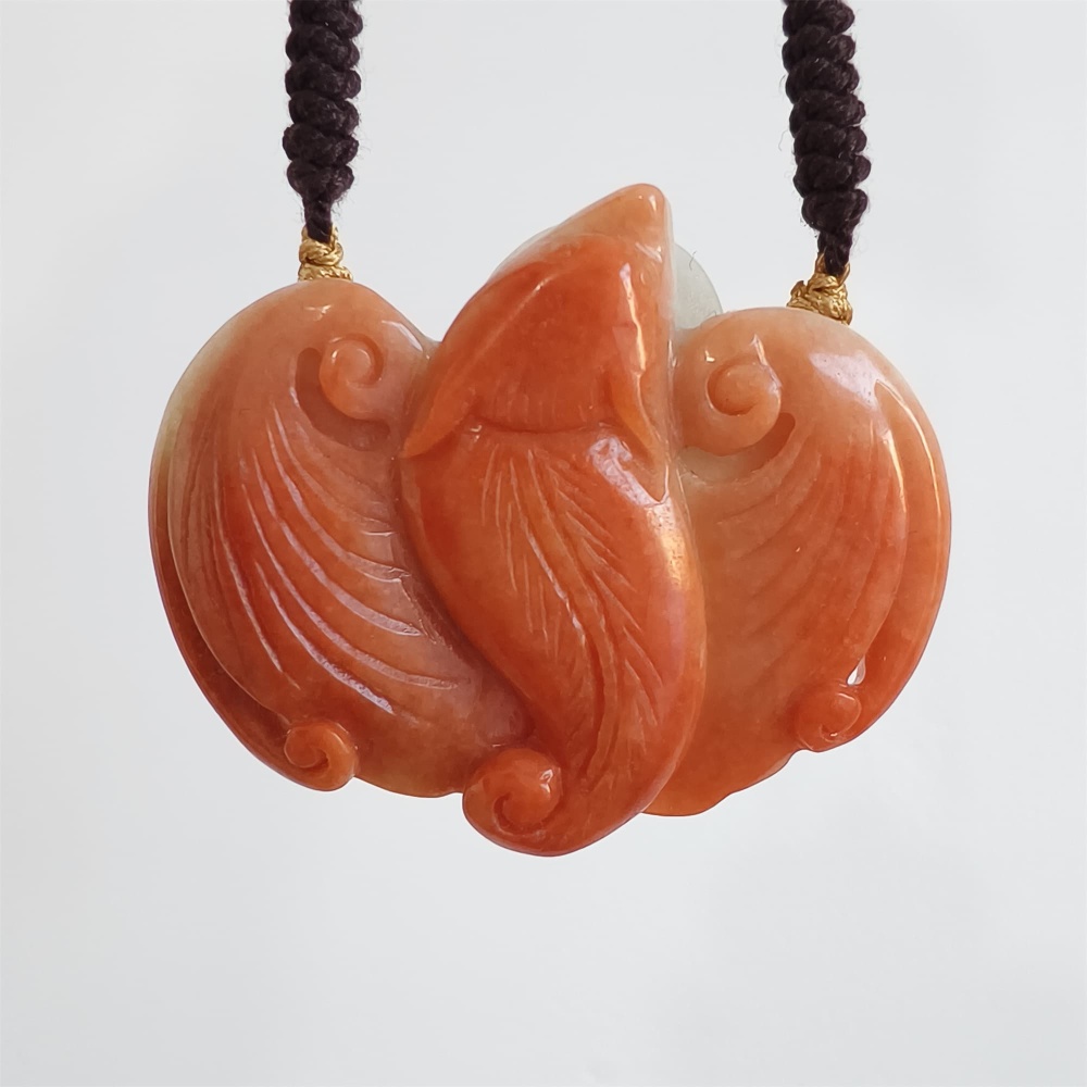 DDP | 40.5X50X11.5mm Unique Certificated Natural Hand Carved Red Color Heated Burmese Jadeite Bat Pendant,Amulet Pendant,DIY Jewelry Supplies