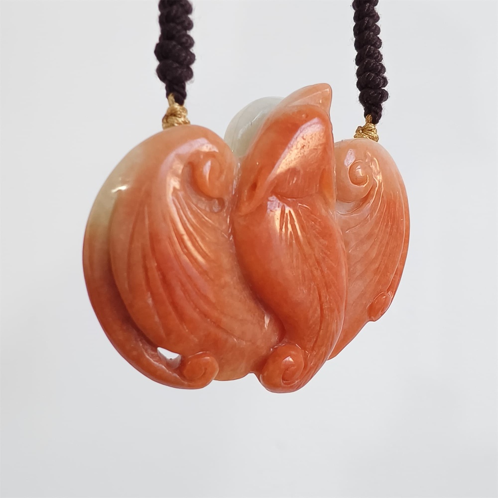 DDP | 40.5X50X11.5mm Unique Certificated Natural Hand Carved Red Color Heated Burmese Jadeite Bat Pendant,Amulet Pendant,DIY Jewelry Supplies