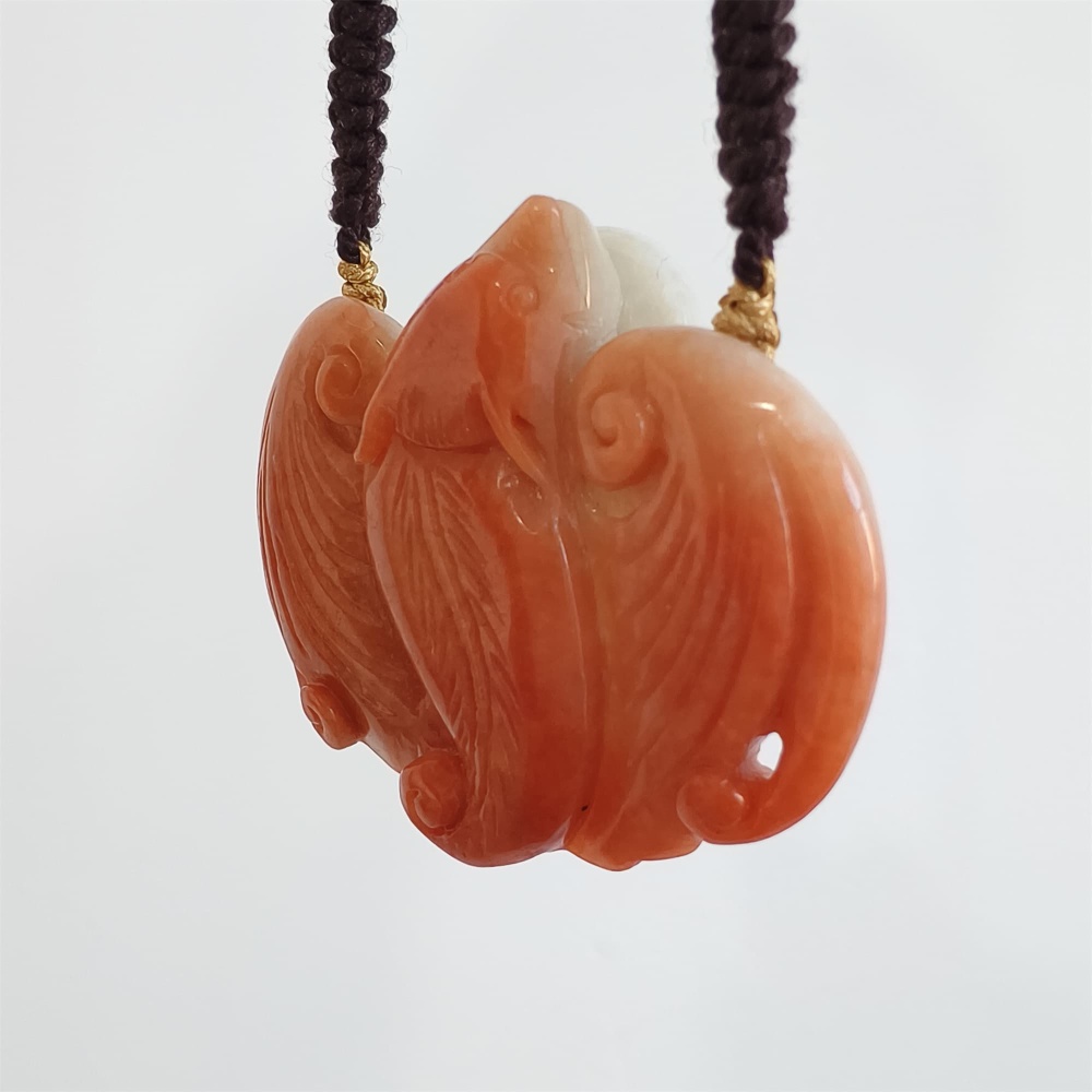 DDP | 40.5X50X11.5mm Unique Certificated Natural Hand Carved Red Color Heated Burmese Jadeite Bat Pendant,Amulet Pendant,DIY Jewelry Supplies