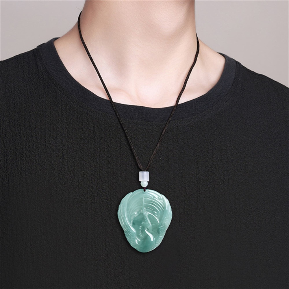 DDP | 53X45X5mm Natural Certificated Type A Untreated Icy Waxy Blue Watery Guatemalan Jadeite Phoenix Pendant ,Amulet Pendant,DIY Jewelry Supplies