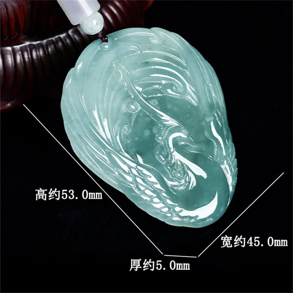 DDP | 53X45X5mm Natural Certificated Type A Untreated Icy Waxy Blue Watery Guatemalan Jadeite Phoenix Pendant ,Amulet Pendant,DIY Jewelry Supplies