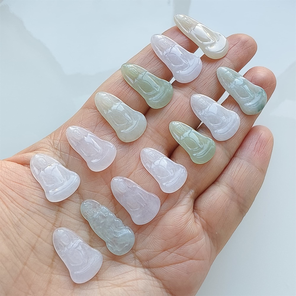 DDP | 1pc 18.6-26.7X9.7-14X1.8-2.5mm Natural Certificated Type A Icy White Green Burmese Jadeite Guanyin Pendant,Amulet Pendant,DIY Jewelry Supplies