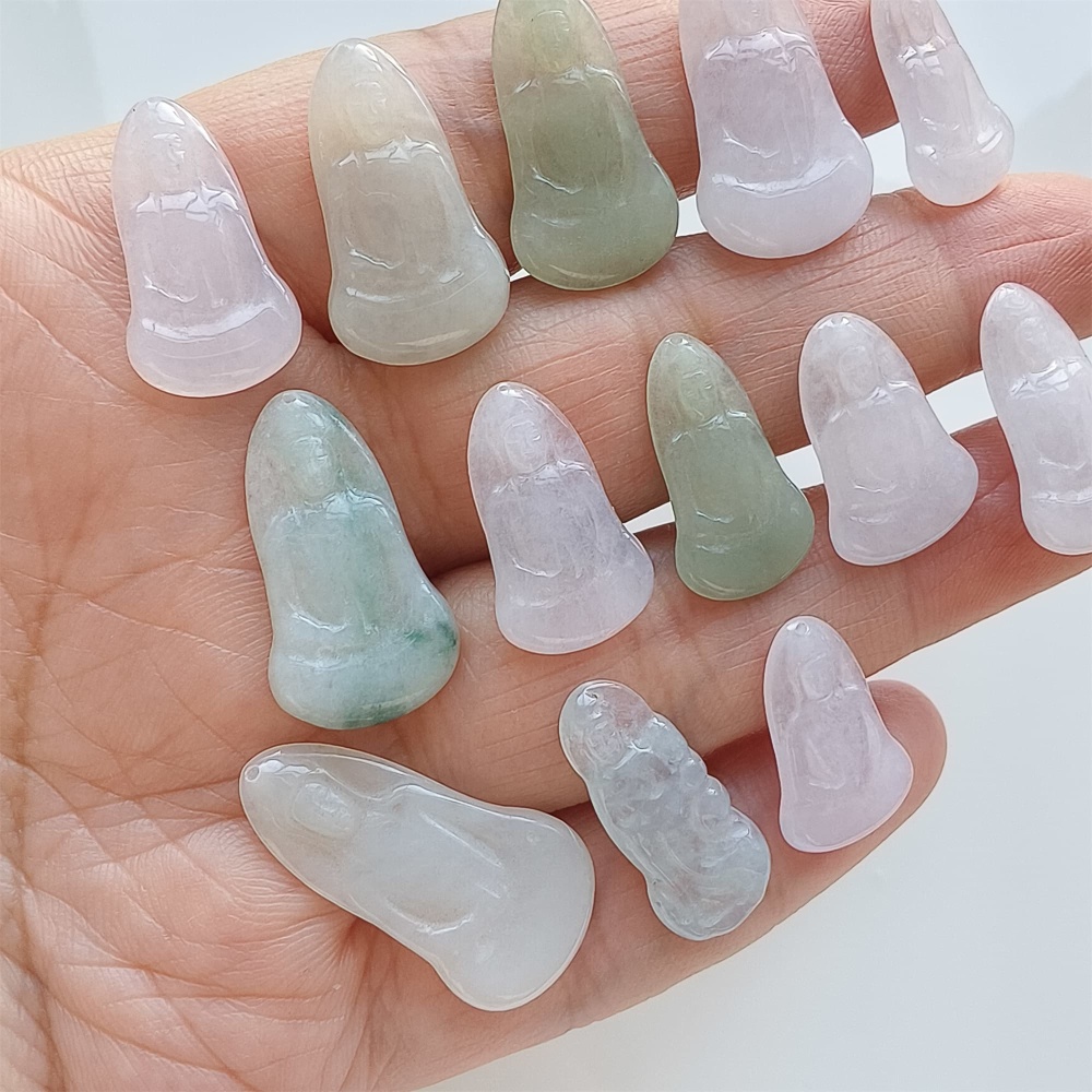 DDP | 1pc 18.6-26.7X9.7-14X1.8-2.5mm Natural Certificated Type A Icy White Green Burmese Jadeite Guanyin Pendant,Amulet Pendant,DIY Jewelry Supplies
