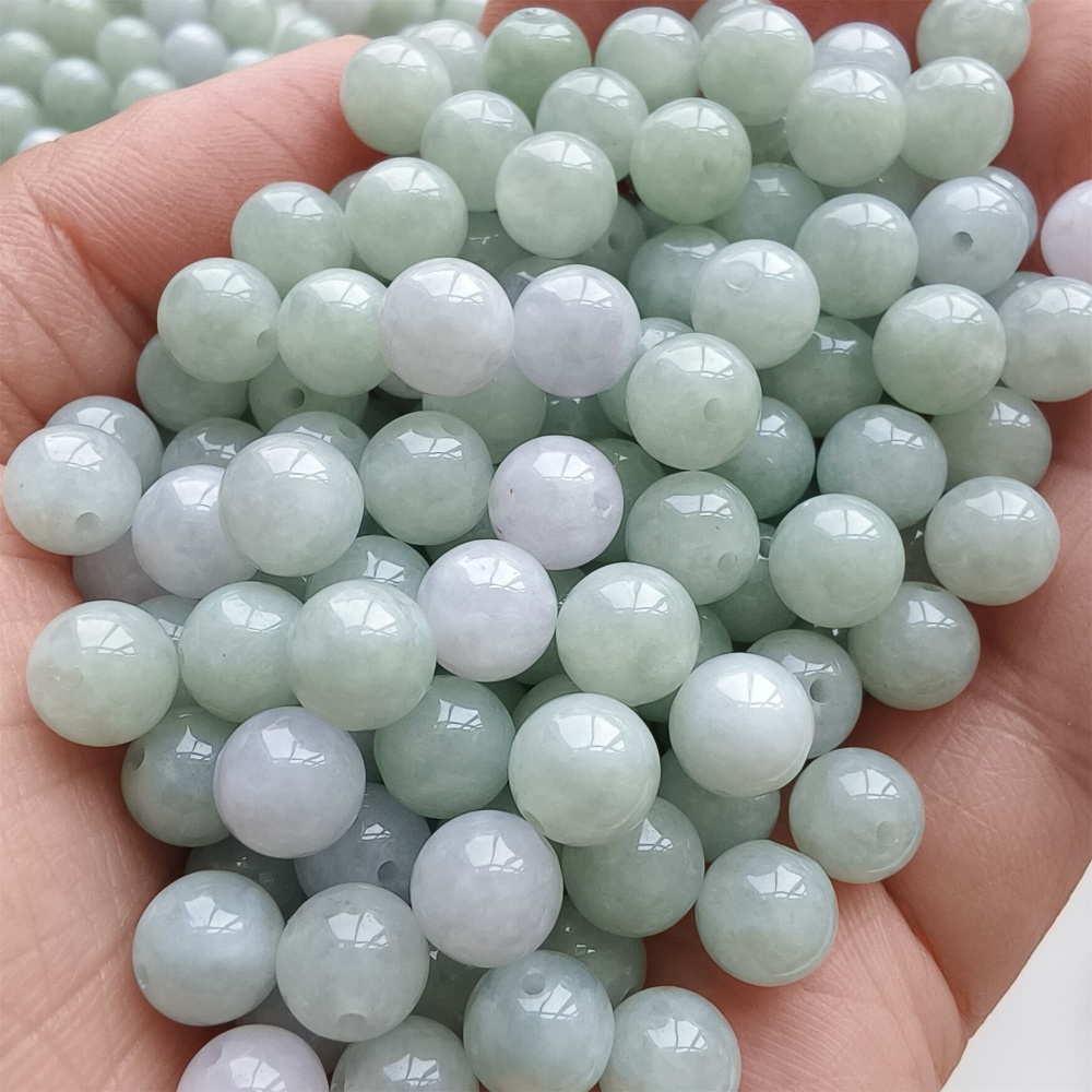 DDP |25pcs 7.5mm Natural Certificated Type A Light Green White Jadeite Smooth Round Beads,Burma Jadeite Loose Ball Beads,DIY Jewelry Supplies