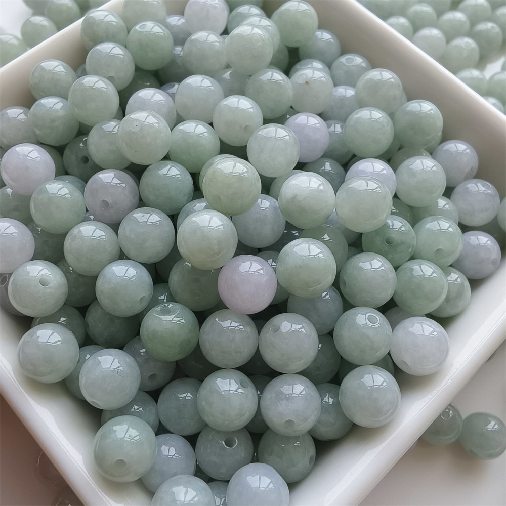 DDP |25pcs 7.5mm Natural Certificated Type A Light Green White Jadeite Smooth Round Beads,Burma Jadeite Loose Ball Beads,DIY Jewelry Supplies