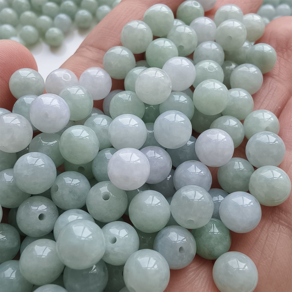 DDP |25pcs 7.5mm Natural Certificated Type A Light Green White Jadeite Smooth Round Beads,Burma Jadeite Loose Ball Beads,DIY Jewelry Supplies
