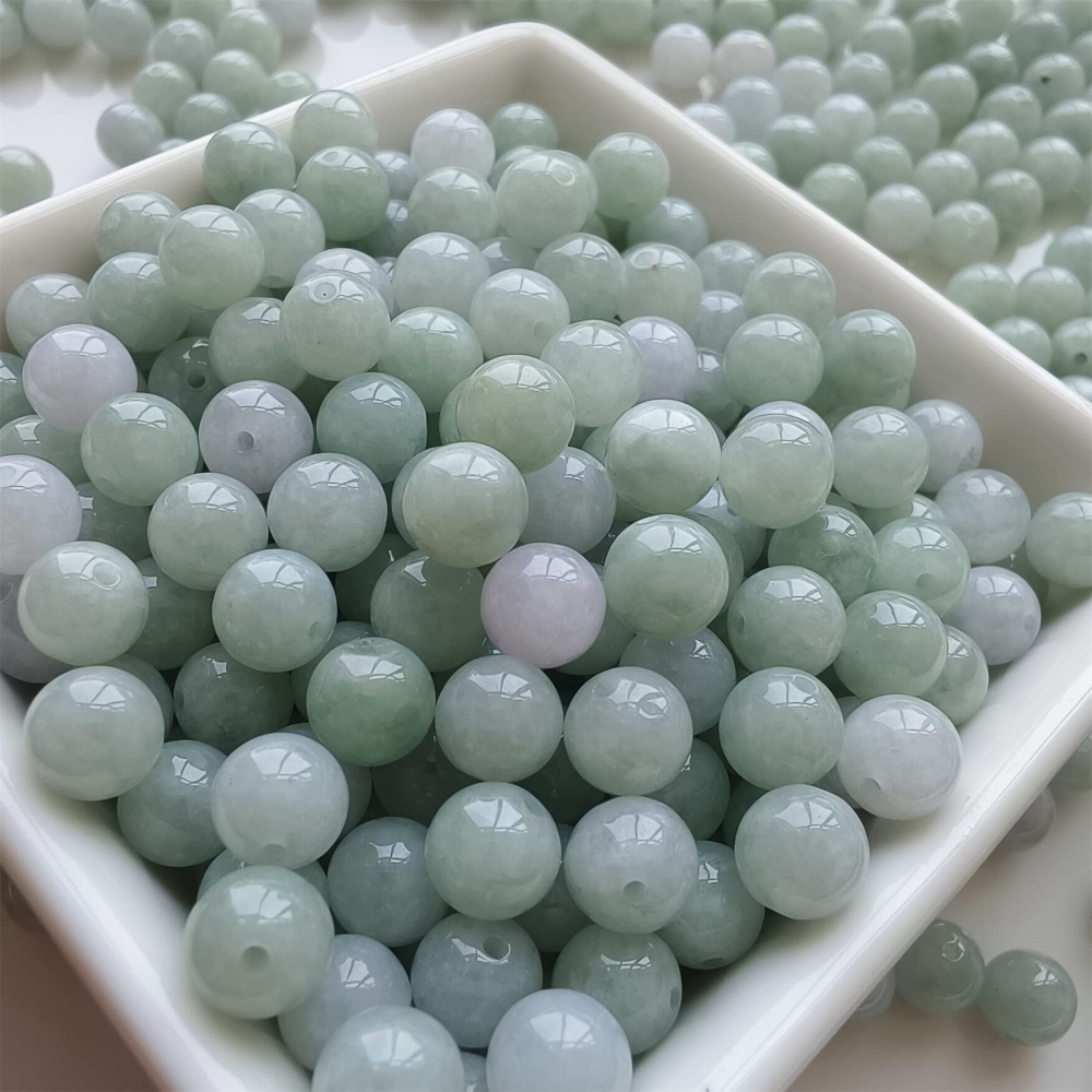 DDP |25pcs 7.5mm Natural Certificated Type A Light Green White Jadeite Smooth Round Beads,Burma Jadeite Loose Ball Beads,DIY Jewelry Supplies
