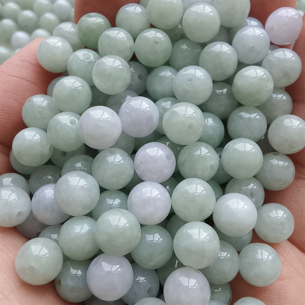 DDP |25pcs 7.5mm Natural Certificated Type A Light Green White Jadeite Smooth Round Beads,Burma Jadeite Loose Ball Beads,DIY Jewelry Supplies