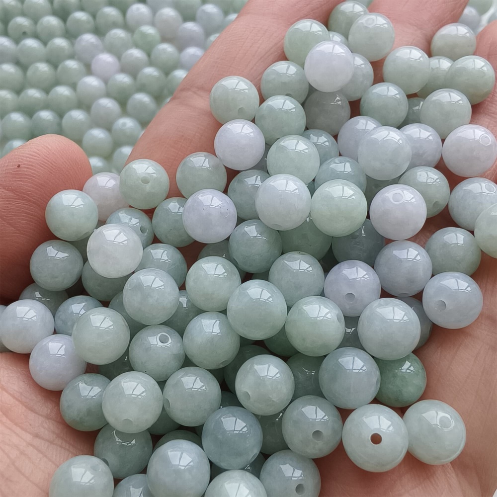 DDP |25pcs 7.5mm Natural Certificated Type A Light Green White Jadeite Smooth Round Beads,Burma Jadeite Loose Ball Beads,DIY Jewelry Supplies