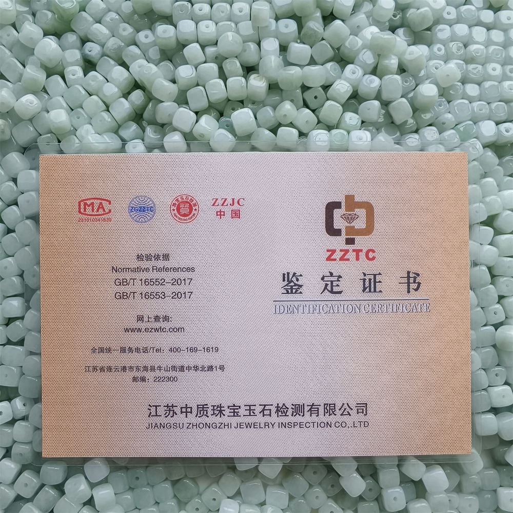 DDP | 50pcs 6-7mm Natural Certificated Type A Green White Burmese Jadeite Square Beads,Burmese Jadeite Cube Sugar Beads,DIY Jewelry Supplies