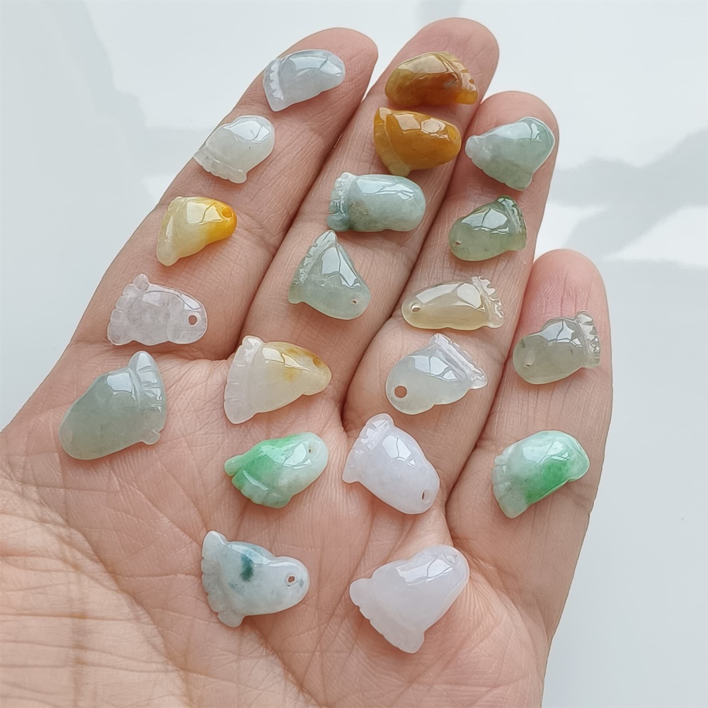 DDP | 5pcs 10.5-14.2X8.4-11X3.7-4.7mm Natural Certificated Hand Carved Yellow Color Heated Burmese Jadeite Foot Charms,DIY Jewelry Supplies