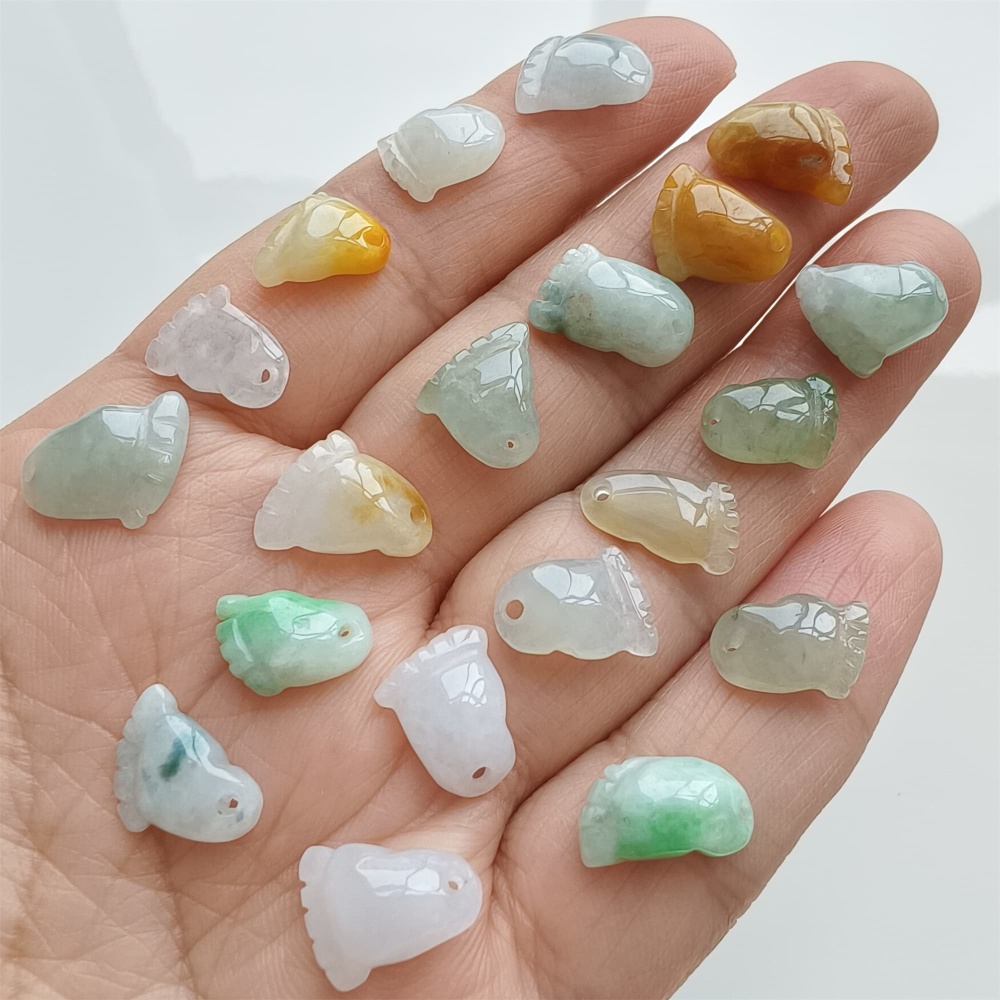 DDP | 5pcs 10.5-14.2X8.4-11X3.7-4.7mm Natural Certificated Hand Carved Yellow Color Heated Burmese Jadeite Foot Charms,DIY Jewelry Supplies