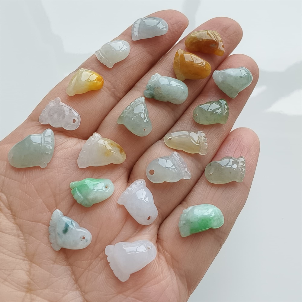 DDP | 5pcs 10.5-14.2X8.4-11X3.7-4.7mm Natural Certificated Hand Carved Yellow Color Heated Burmese Jadeite Foot Charms,DIY Jewelry Supplies