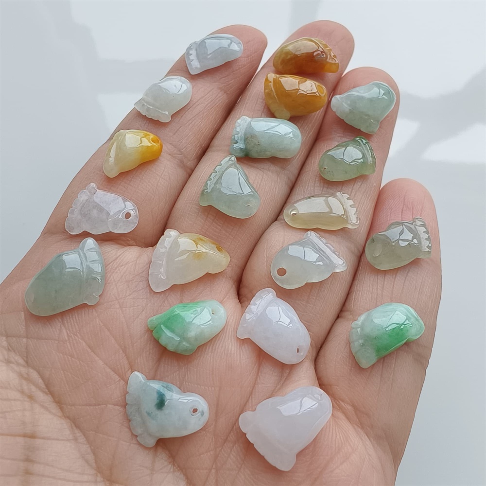 DDP | 5pcs 10.5-14.2X8.4-11X3.7-4.7mm Natural Certificated Hand Carved Yellow Color Heated Burmese Jadeite Foot Charms,DIY Jewelry Supplies