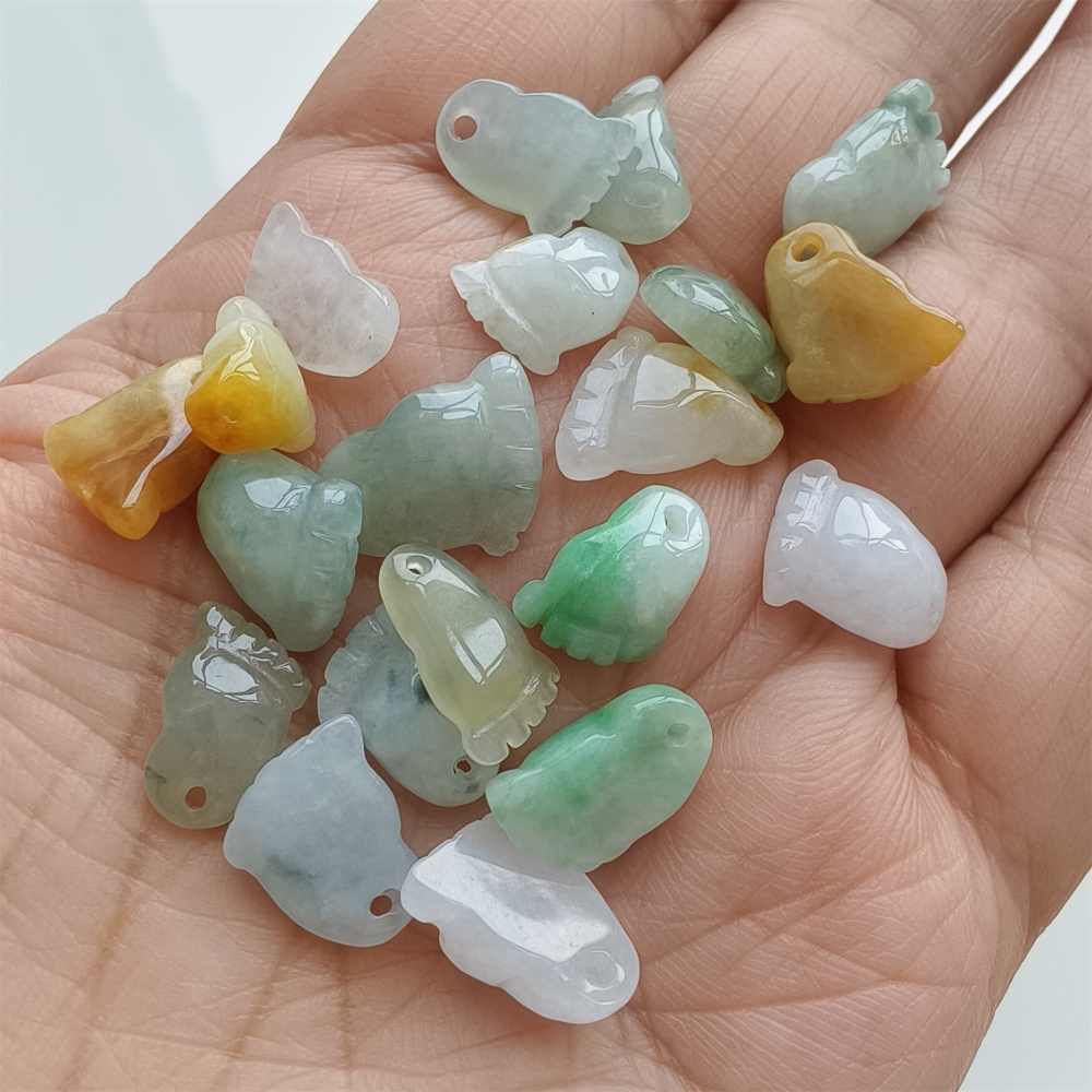 DDP | 5pcs 10.5-14.2X8.4-11X3.7-4.7mm Natural Certificated Hand Carved Yellow Color Heated Burmese Jadeite Foot Charms,DIY Jewelry Supplies