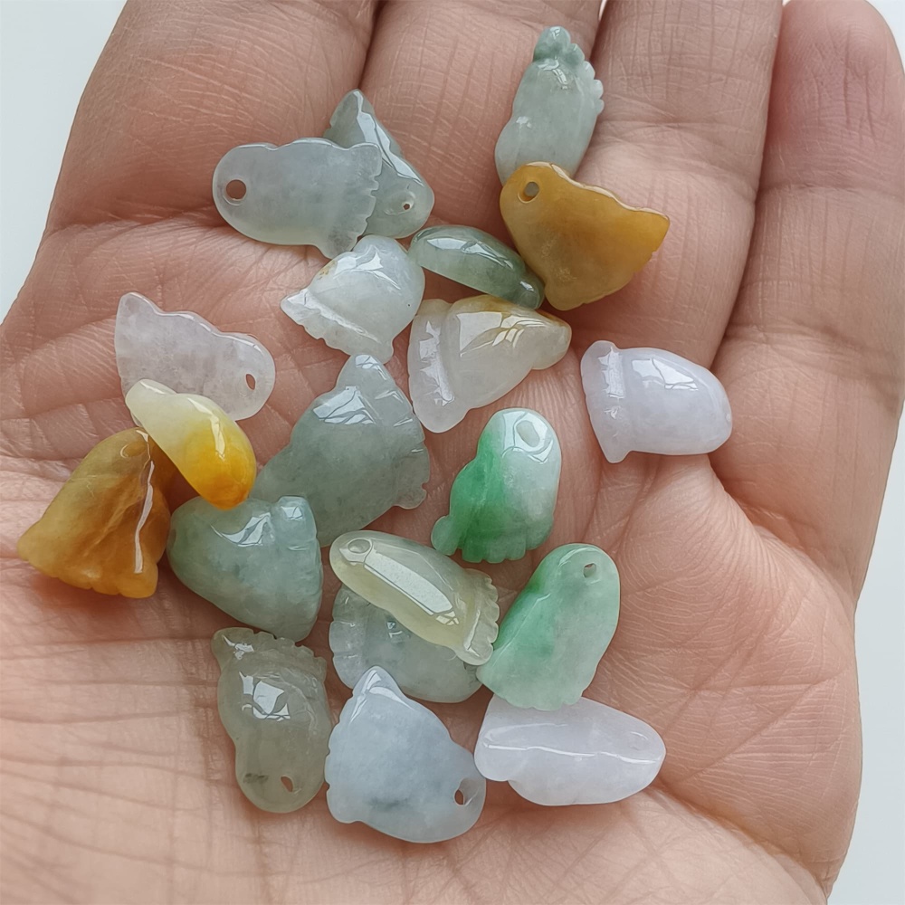 DDP | 5pcs 10.5-14.2X8.4-11X3.7-4.7mm Natural Certificated Hand Carved Yellow Color Heated Burmese Jadeite Foot Charms,DIY Jewelry Supplies