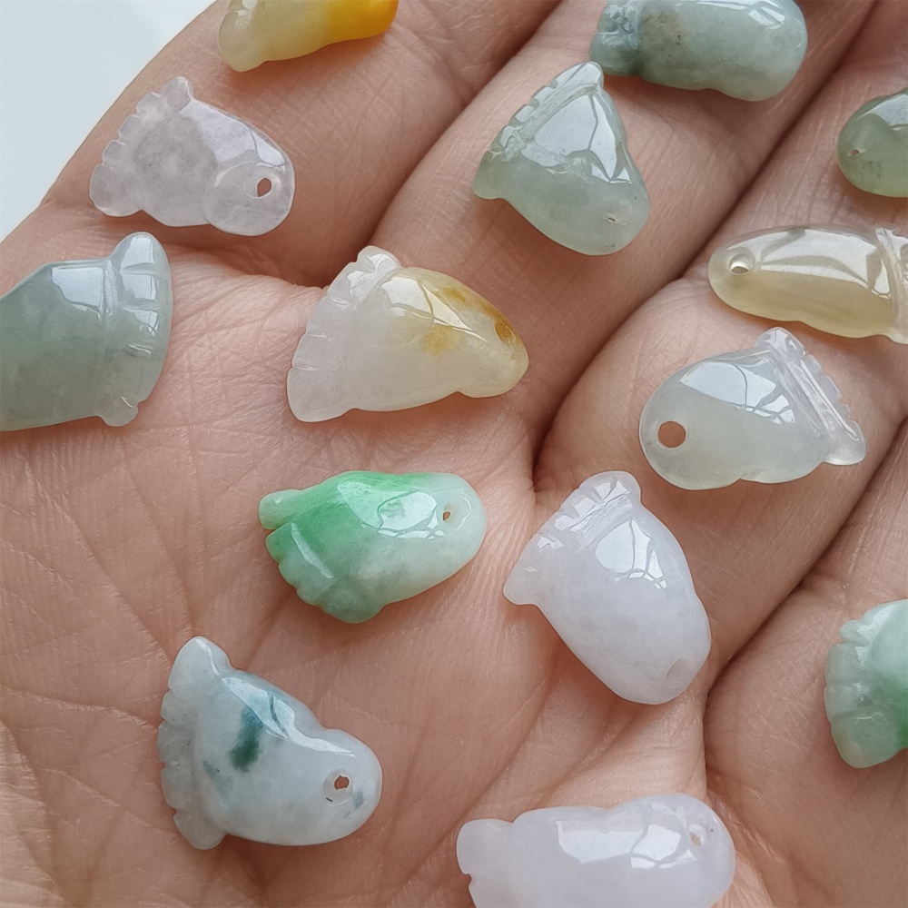 DDP | 5pcs 10.5-14.2X8.4-11X3.7-4.7mm Natural Certificated Hand Carved Yellow Color Heated Burmese Jadeite Foot Charms,DIY Jewelry Supplies