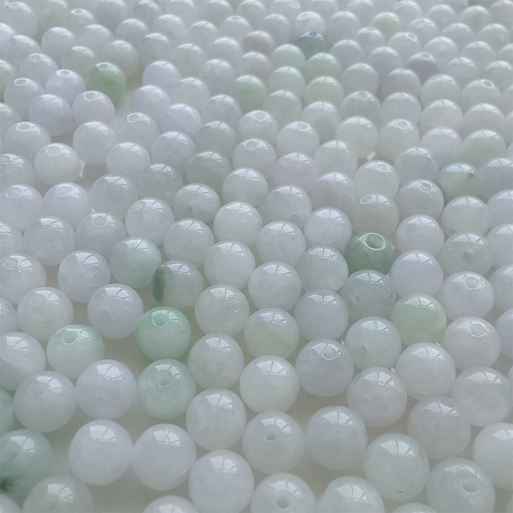 DDP |50pcs 6mm Natural Certificated Type A Light Green White Jadeite Smooth Round Beads,Burma Jadeite Loose Ball Beads,DIY Jewelry Supplies